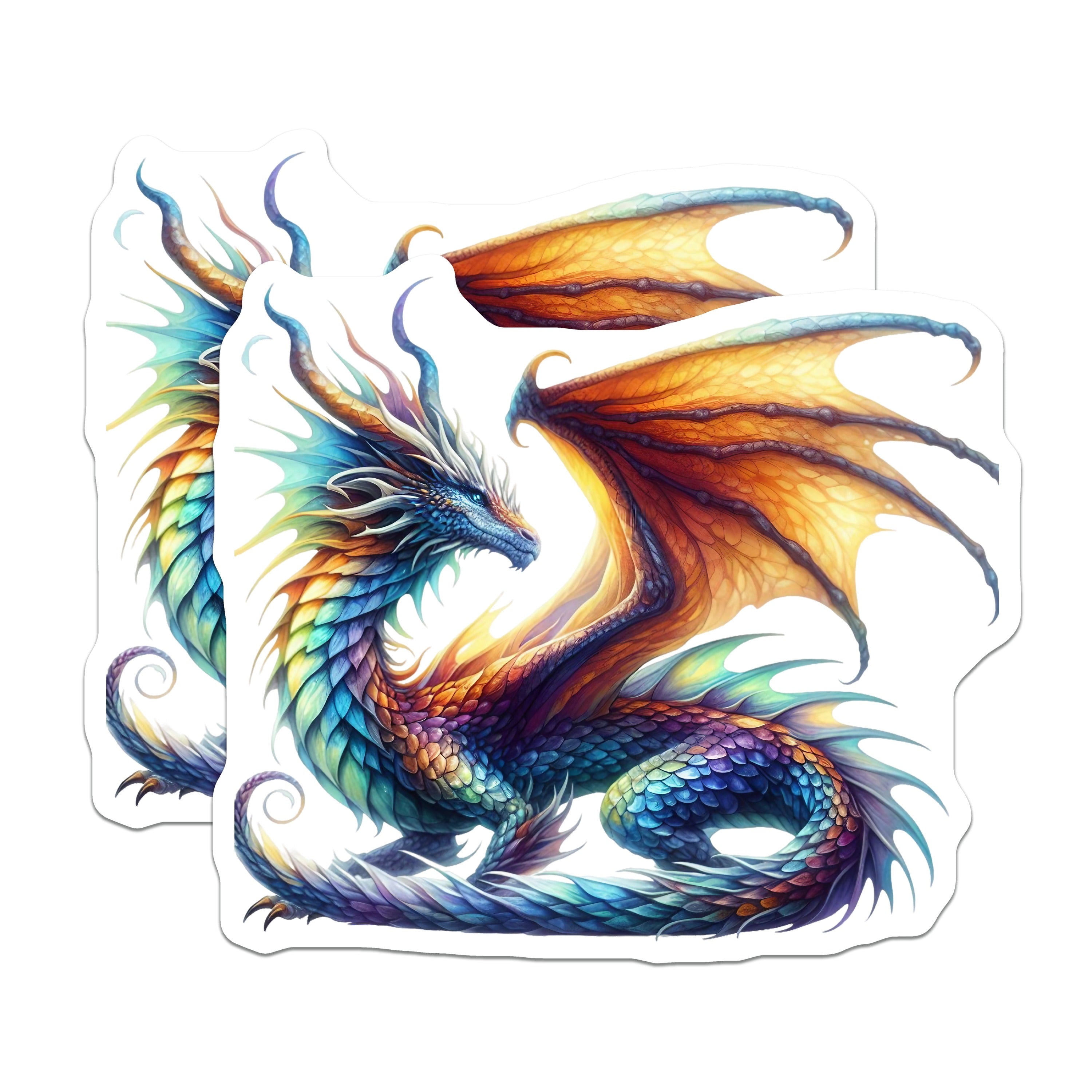 (2 Pack) Rainbow Dragon Magnets - Fantasy Art Decor - Mythical Creature Display - Vibrant Fridge Locker Magnets - 5 Inches On Longest Side - Thick Durable Magnet - Made in USA - MAG36020