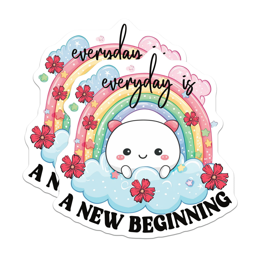 (2 Pack) Kawaii Rainbow Cloud Magnets - Positive Affirmation Decor - New Beginning Inspiration - Cute Locker Fridge Decor - 5 Inches On Longest Side - Thick Durable Magnet - Made in USA - MAG36416