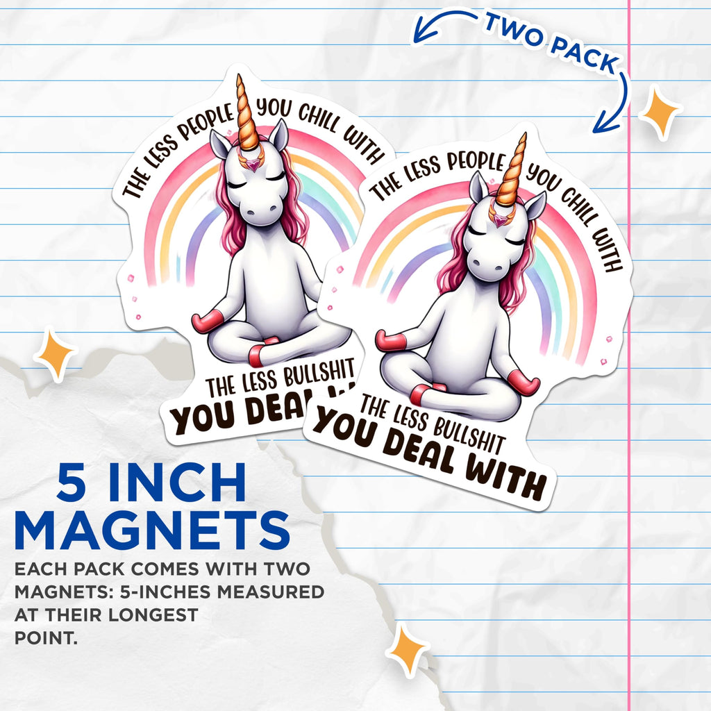 (2 Pack) Unicorn Meditating Magnets - Motivational Quote Magnets - Rainbow Unicorn Magnets - 5" On Longest Side - for Cars, Refrigerators, Toolboxes, Lockers - Made in USA BMCS3339