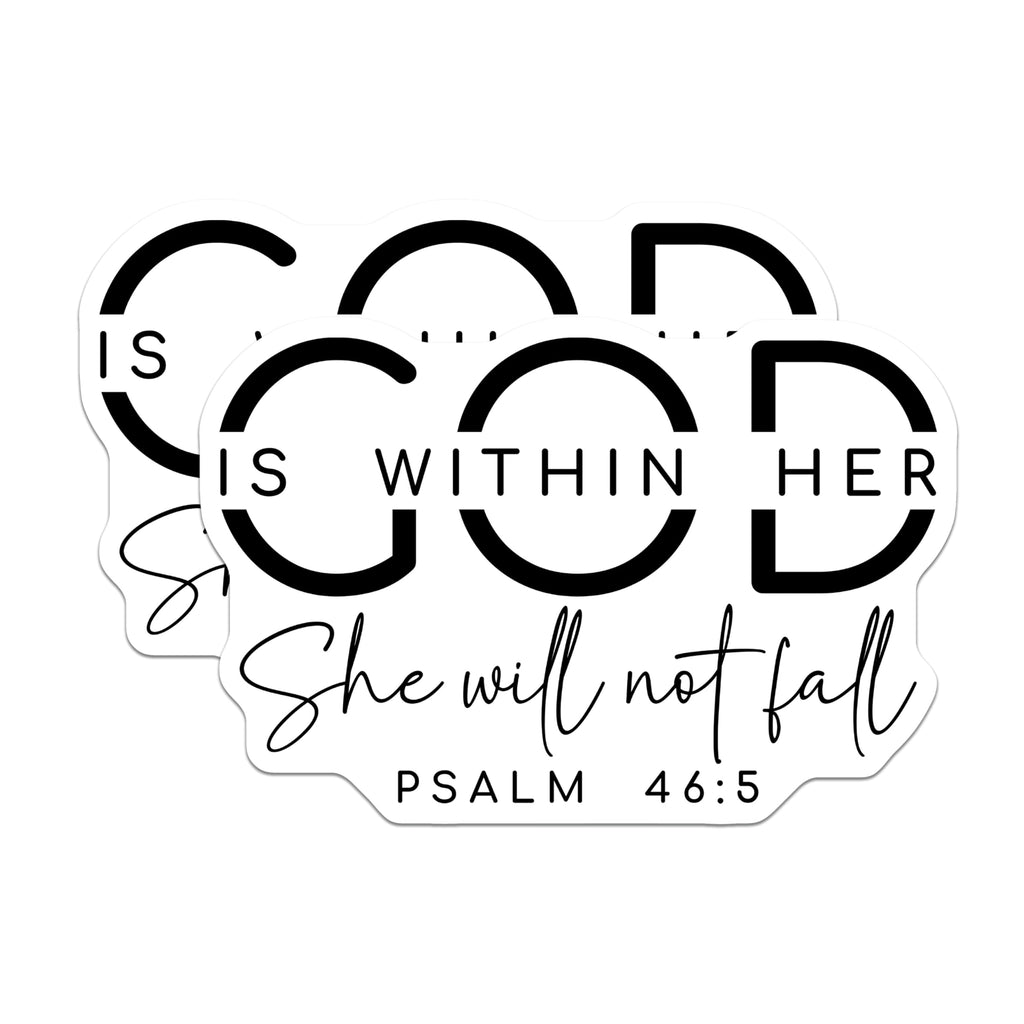 (2 Pack) God is Within Her Magnets - Psalm 46 5 Bible Verse - Inspirational Christian Decor for Women - 5 Inches On Longest Side - Thick Durable Magnet - Made in USA - MAG30791