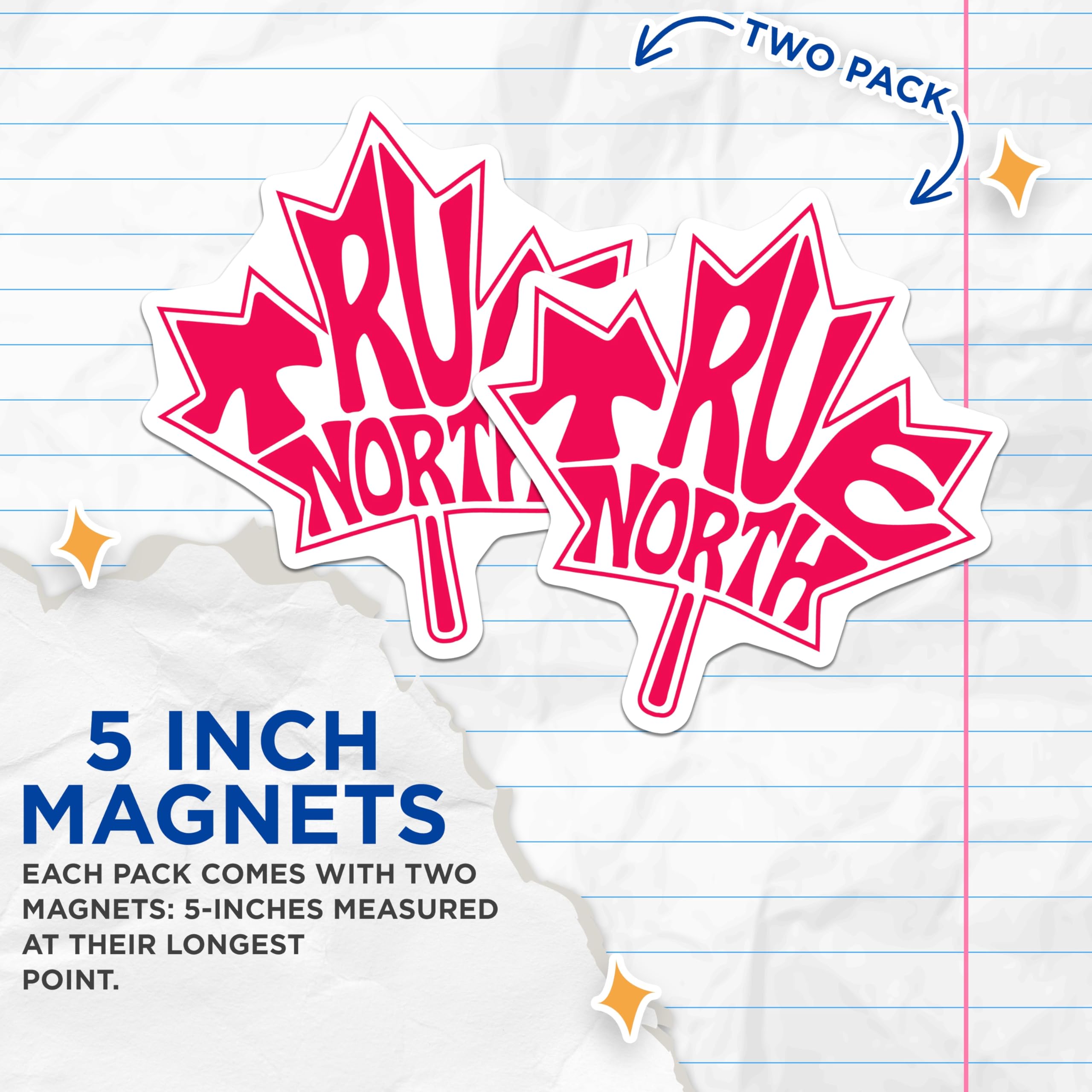 (2 Pack) True North Magnets - Canada Pride Decor - Maple Leaf Fridge Magnets - 5" On Longest Side - Premium Magnet - for Cars, Refrigerators, Toolboxes, Lockers - Made in USA - MAG18568
