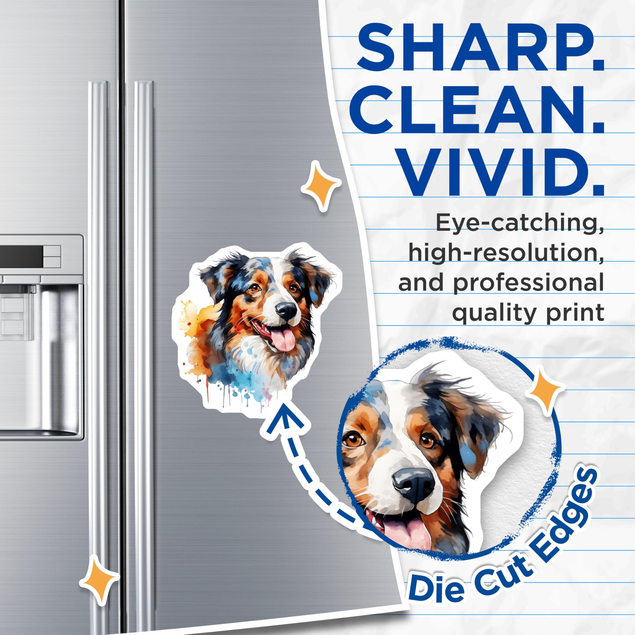 (2 Pack) Australian Shepherd Dog Magnets - Watercolor Aussie Art - Dog Owner Present for Pet Lovers - 5 Inches On Longest Side - Thick Durable Magnet - Made in USA - MAG25407