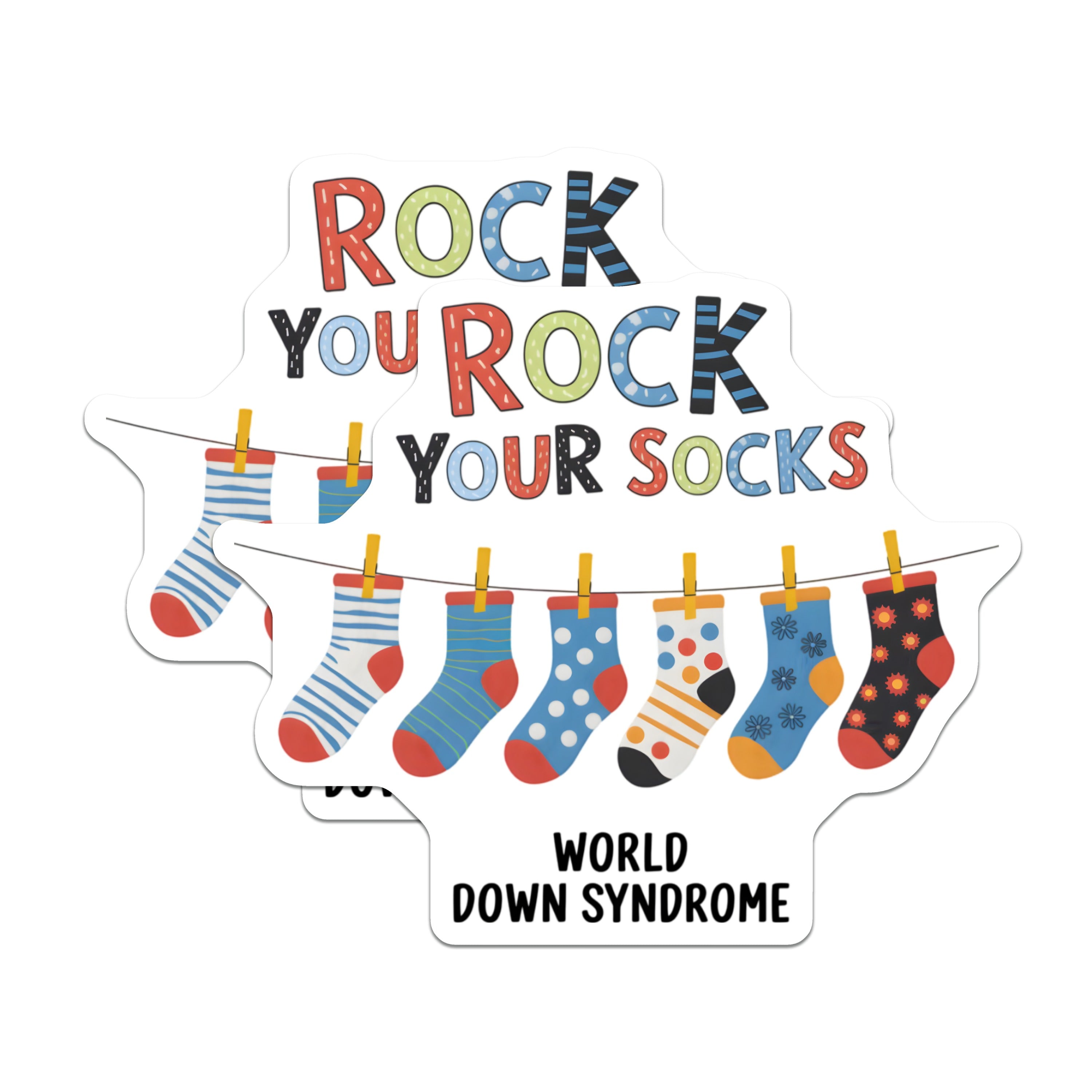 (2 Pack) Down Syndrome Awareness Magnets - Rock Your Socks Support - World DS Day Decor - 5 Inches On Longest Side - Thick Durable Magnet - Made in USA - MAG38705