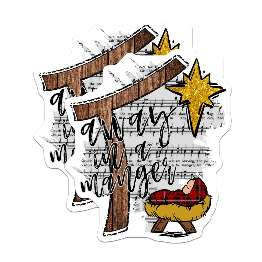 (2 Pack) Away in A Manger Magnets - Nativity Scene Christmas Decor - Christian Faith Holiday Fridge Magnet - 5 Inches On Longest Side - Thick Durable Magnet - Made in USA - MAG26750