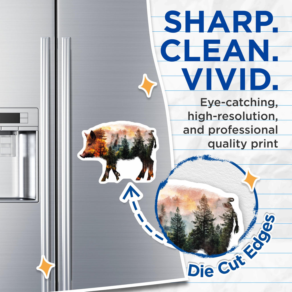 (2 Pack) Wild Boar Magnets - Forest Animal Decor - Nature Inspired Art - 5" On Longest Side - Premium Magnet - for Cars, Refrigerators, Toolboxes, Lockers - Made in USA - MAG16259