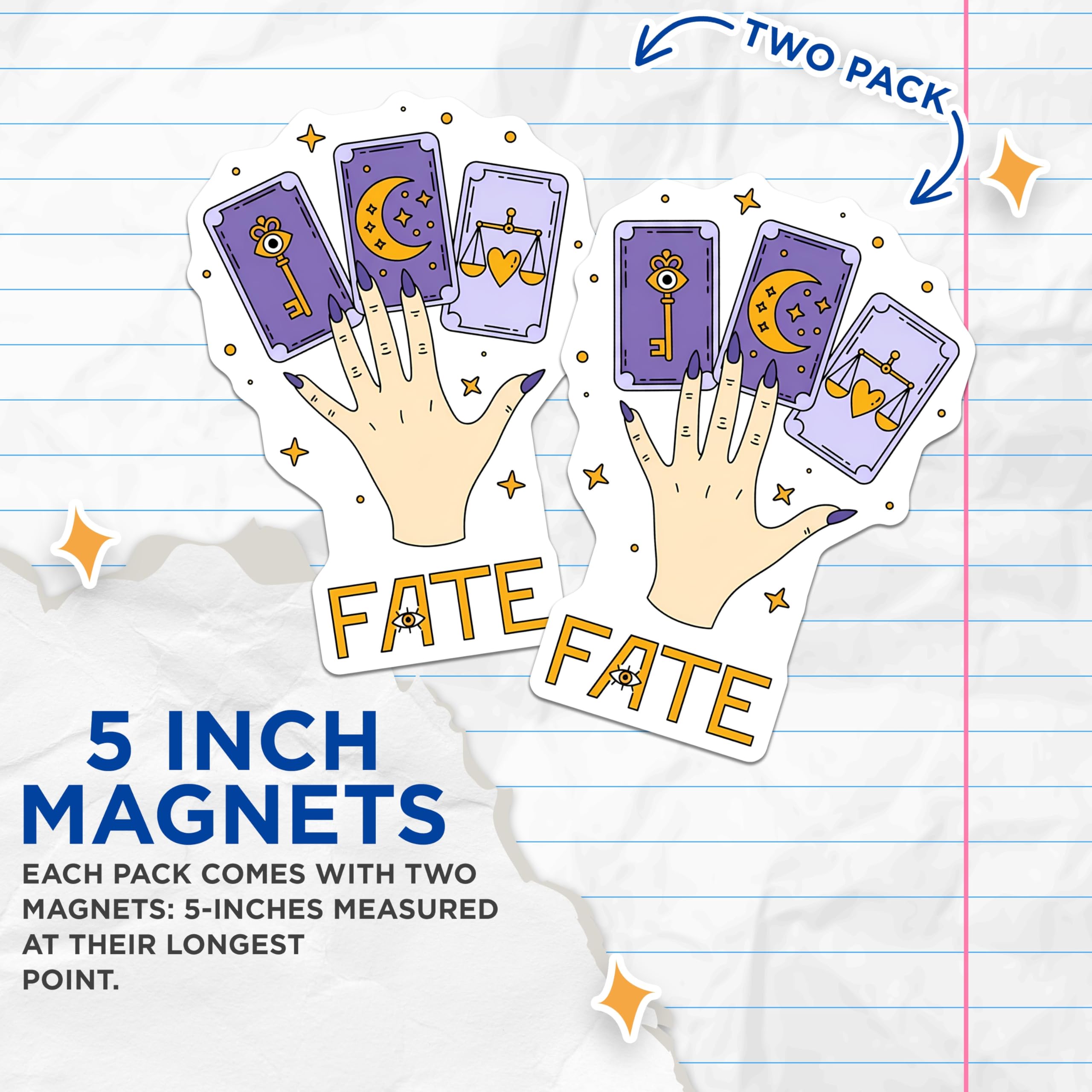 (2 Pack) Mystical Fate Magnets - Tarot Divination Hand Art - Celestial Occult Decor - 5 Inches On Longest Side - Thick Durable Magnet - Made in USA - MAG22755