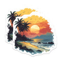 (2 Pack) Tropical Sunset Magnets - Beach Scene Decor - Palm Tree Ocean Art - 5 Inches On Longest Side - Thick Durable Magnet - Made in USA - MAG29387