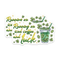 (2 Pack) Running on Iced Coffee Luck Magnets Magnets - St. Patrick's Day Decor - Clover and Coffee Theme - 5" On Longest Side - Made in USA - Sticks to Refrigerators & Metal Surfaces - MAG8409