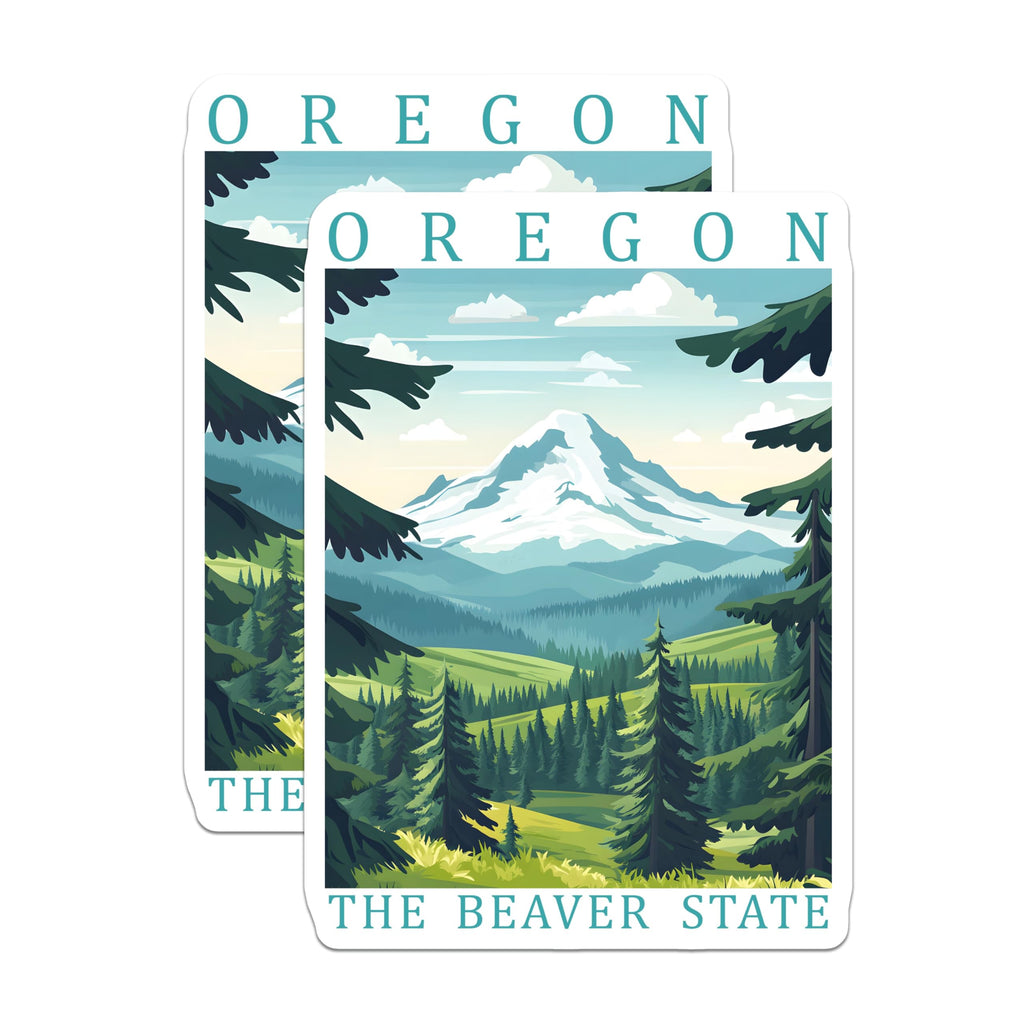 (2 Pack) Oregon Magnets - Beaver State Art - Pacific Northwest Souvenir Fridge Magnets - 5" On Longest Side - Premium Magnet - for Cars, Refrigerators, Toolboxes, Lockers - Made in USA - MAG18862
