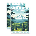 (2 Pack) Oregon Magnets - Beaver State Art - Pacific Northwest Souvenir Fridge Magnets - 5" On Longest Side - Premium Magnet - for Cars, Refrigerators, Toolboxes, Lockers - Made in USA - MAG18862