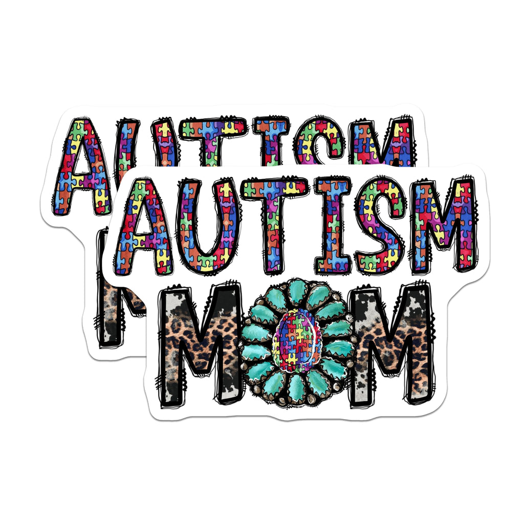 (2 Pack) Autism Mom Magnets - Puzzle Piece Awareness - Western Boho Mama Support - 5 Inches On Longest Side - Thick Durable Magnet - Made in USA - MAG30369