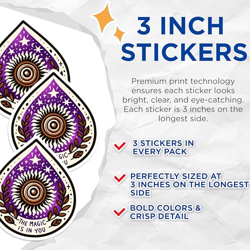 (3 Pack) Celestial Decals - Magic is in You - Laptop Decals - Spiritual Sticker - 3 Inches On Longest Side - Easy Peel & Apply - Made in USA - 3MCS6829