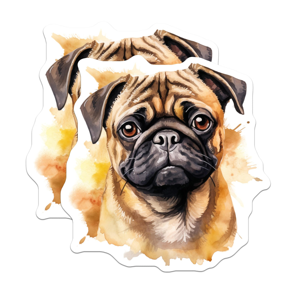(2 Pack) Watercolor Pug Magnets - Cute Dog Lover Pet Art Decor - Pug Mom Kitchen Locker Office Magnets - 5 Inches On Longest Side - Thick Durable Magnet - Made in USA - MAG28536