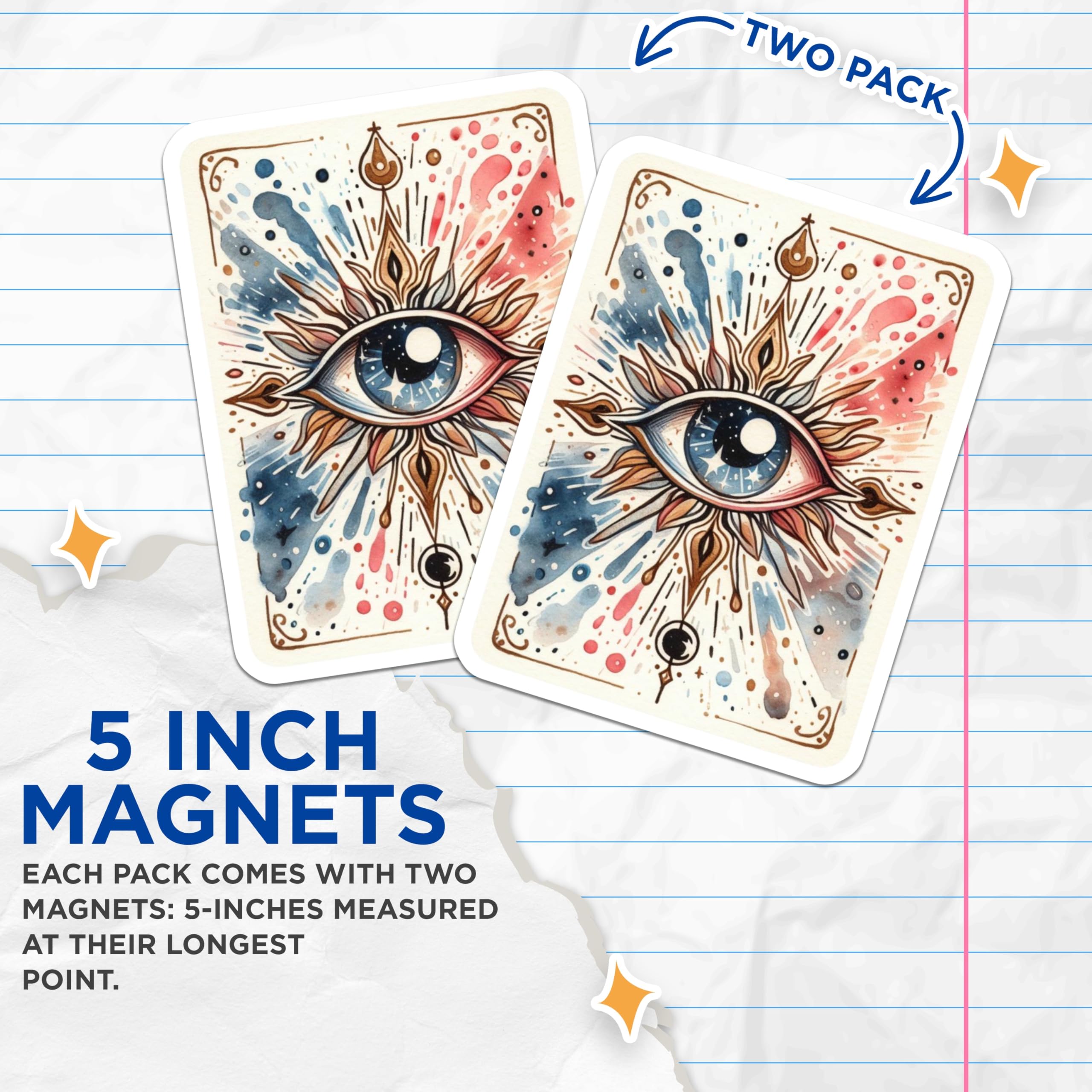 (2 Pack) Third Eye Magnets - Celestial Decor - Spiritual Design Magnets - 5" On Longest Side - Premium Magnet - for Cars, Refrigerators, Toolboxes, Lockers - Made in USA - MAG15103