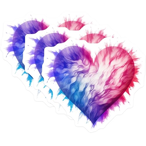 (3 Pack) Heart Decals - Colorful Heart - Laptop Decal- 3 Inches On Longest Side - Easy Peel & Apply - Made in USA - 3MCS5430