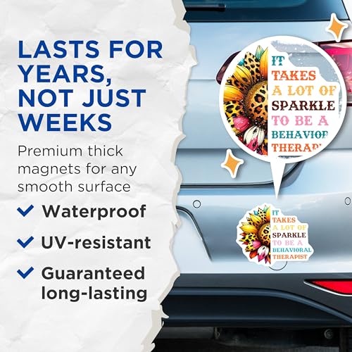 (2 Pack) Sparkle Behavioral Therapist Magnets - Sunflower Motivational - Bright Colorful Inspirational - 5" On Longest Side - for Cars, Refrigerators, Toolboxes, Lockers - Made in USA BMCS3176