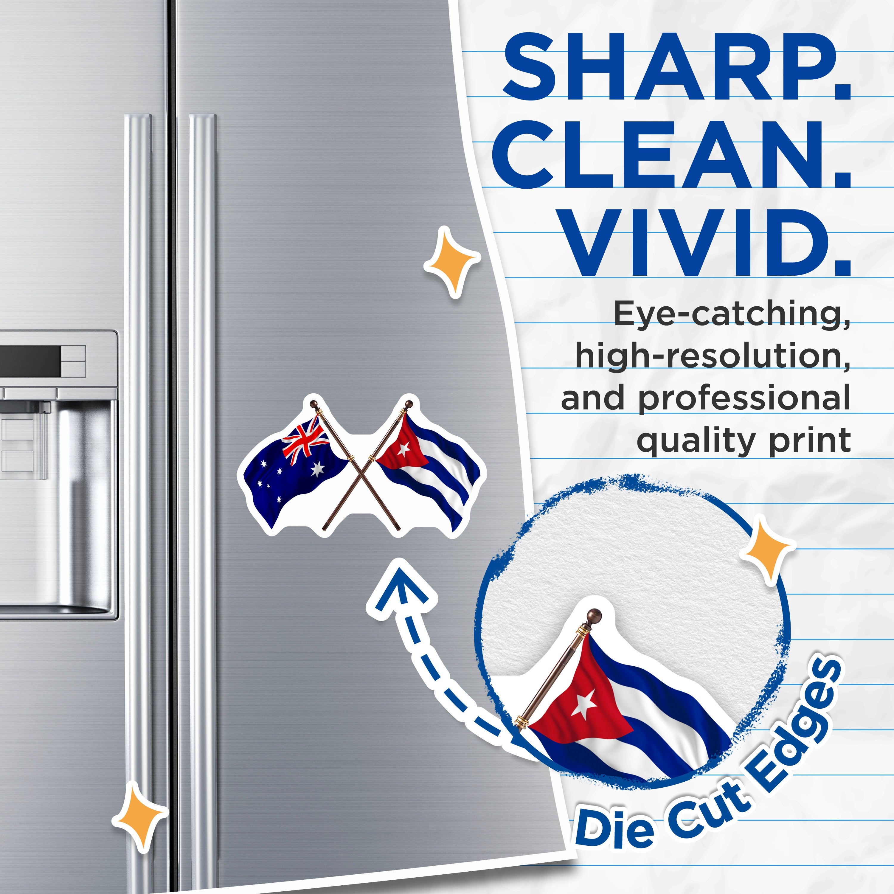 (2 Pack) Australia Cuban Flag Magnets - International Country Flags - Dual Heritage Souvenir Magnet for Fridge Locker - 5 Inches On Longest Side - Thick Durable Magnet - Made in USA - MAG38654