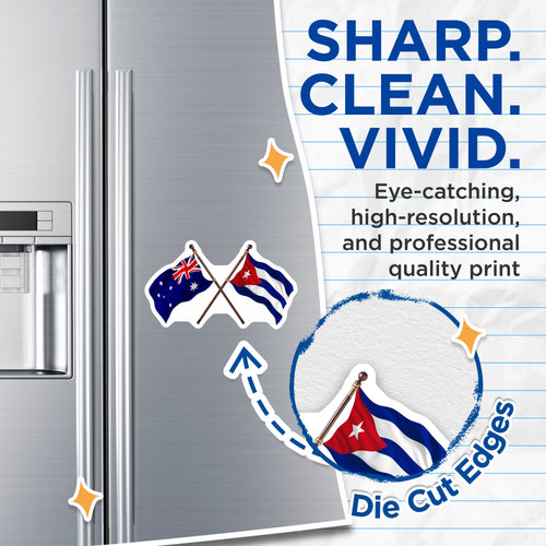 (2 Pack) Australia Cuban Flag Magnets - International Country Flags - Dual Heritage Souvenir Magnet for Fridge Locker - 5 Inches On Longest Side - Thick Durable Magnet - Made in USA - MAG38654