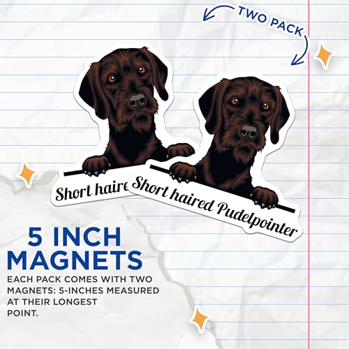(2 Pack) Short Haired Pudelpointer Magnets - Dog Lover - Cute Pet Fridge Magnets - 5" On Longest Side - for Cars, Fridges, Toolboxes - Made in USA - MAG4228