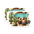 (2 Pack) Cowboy Stickers - Western Cactus Stickers - Desert Hat Stickers - 5" On Longest Side - Sticks to Any Smooth Flat Surface - Made in USA - BMCS3146