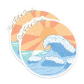 (2 Pack) Soul Full of Sunshine Stickers - Ocean Wave Sticker - Motivational Sun Sticker - 5" On Longest Side - Sticks to Smooth Flat Surfaces - Made in USA - BMCS6715