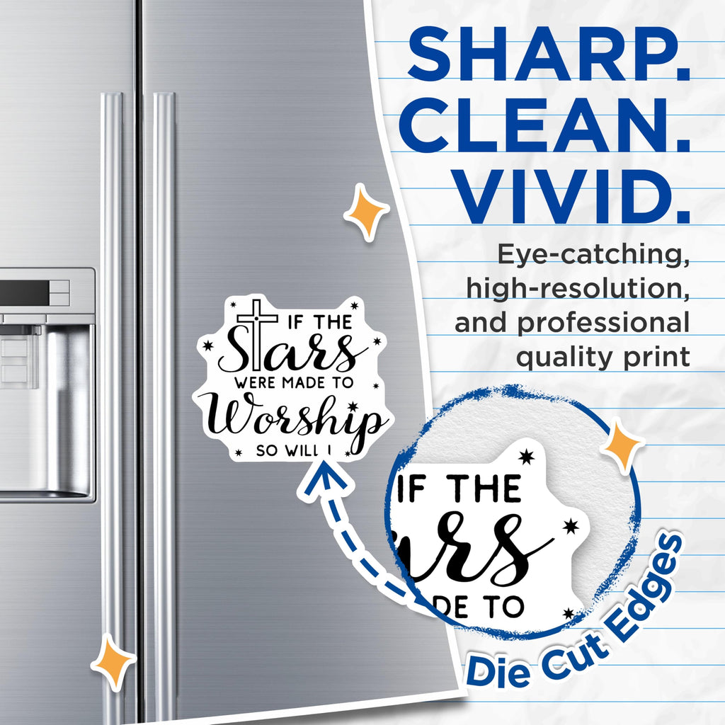 (2 Pack) Worship Magnets - Stars and Cross - Christian Fridge Decor - 5" On Longest Side - Premium Magnet - for Cars, Refrigerators, Toolboxes, Lockers - Made in USA - MAG16560