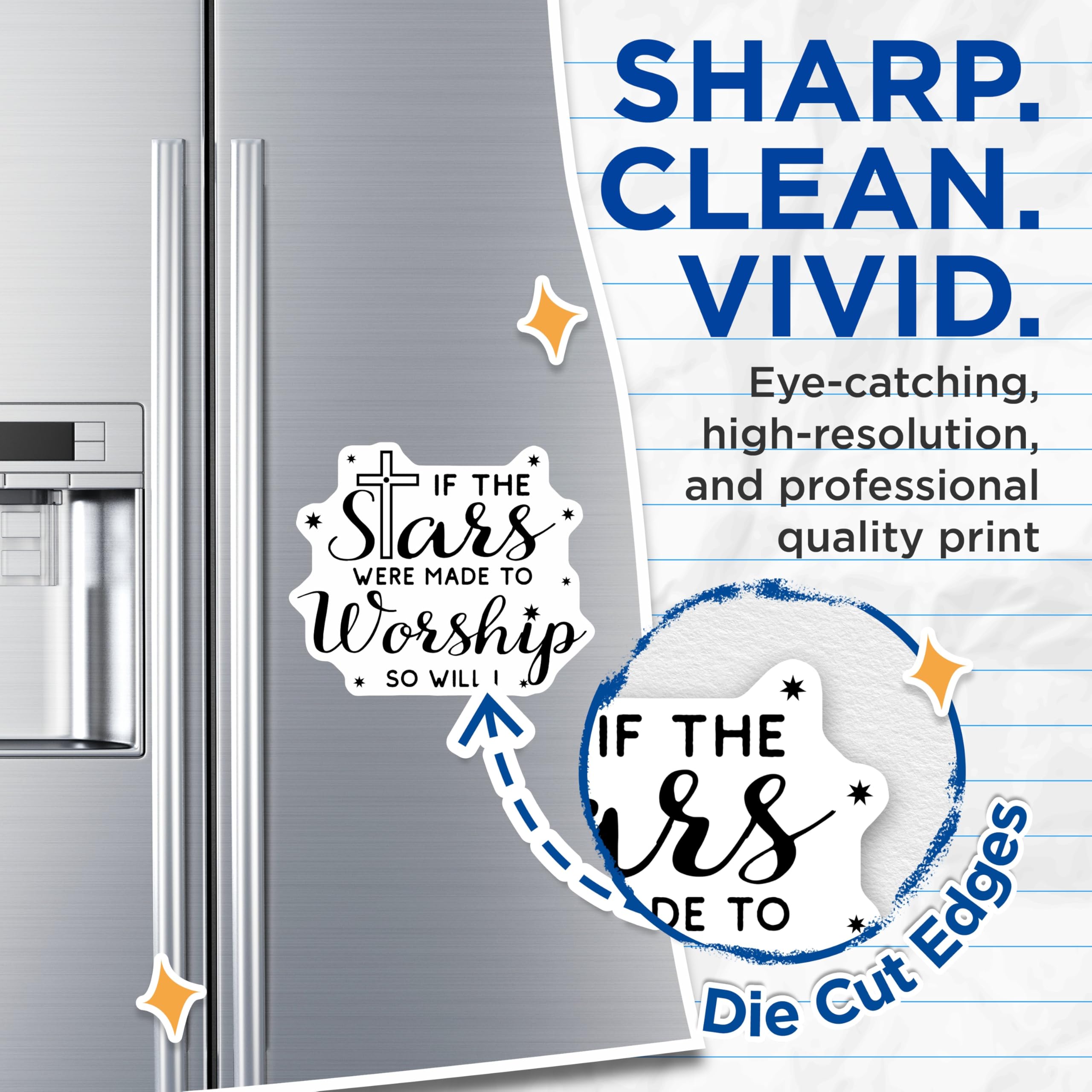 (2 Pack) Worship Magnets - Stars and Cross - Christian Fridge Decor - 5" On Longest Side - Premium Magnet - for Cars, Refrigerators, Toolboxes, Lockers - Made in USA - MAG16560
