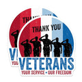(2 Pack) Thank You Veterans Stickers - Military Appreciation Stickers - Your Service Our Freedom Decals - 5" On Longest Side - Sticks to Smooth Flat Surfaces - Made in USA - BMCS5798