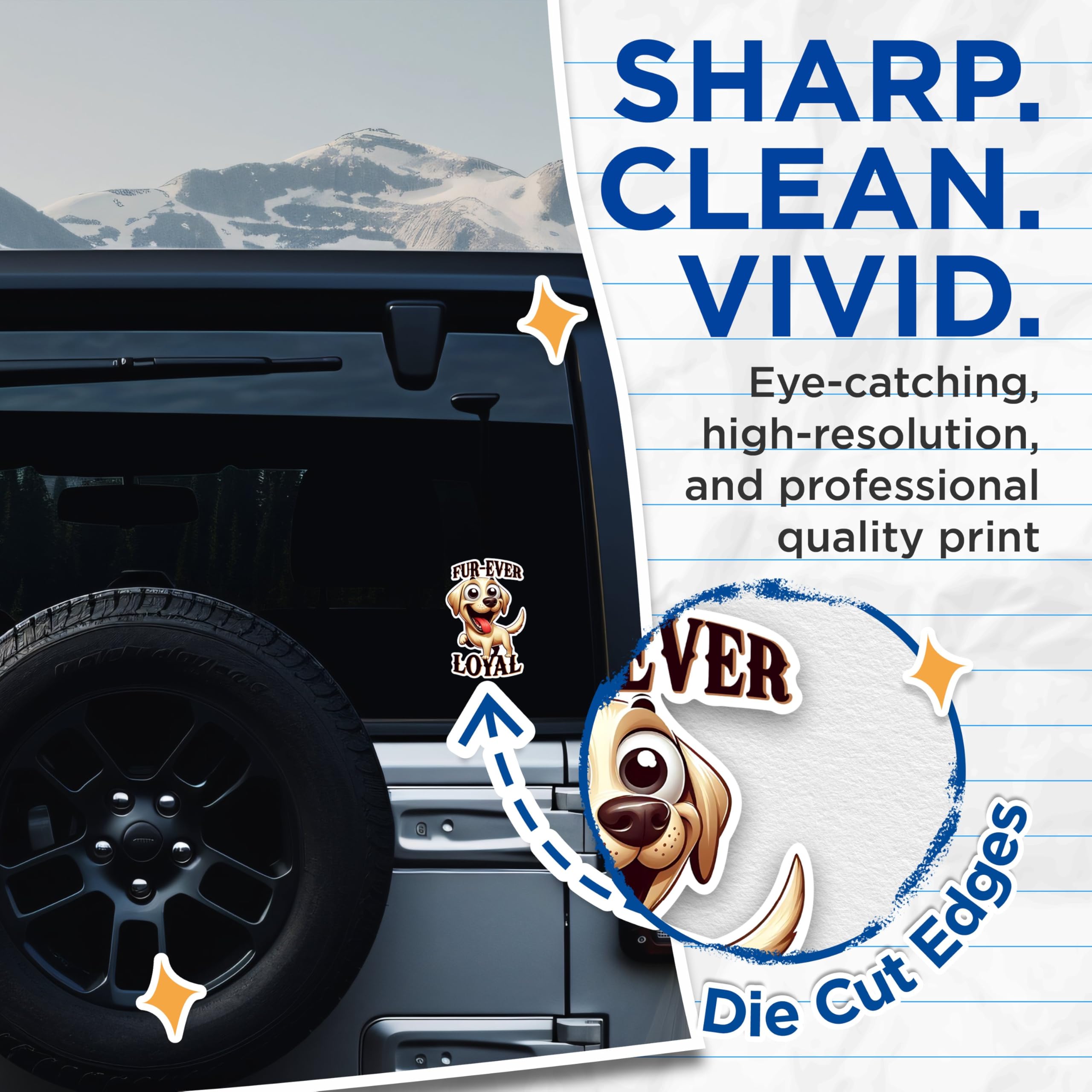 (2 Pack) Fur-Ever Loyal Stickers - Cute Dog Stickers - Fun Pet Lover Stickers - 5" On Longest Side - Sticks to Any Smooth Flat Surface - Made in USA - BMCS2823