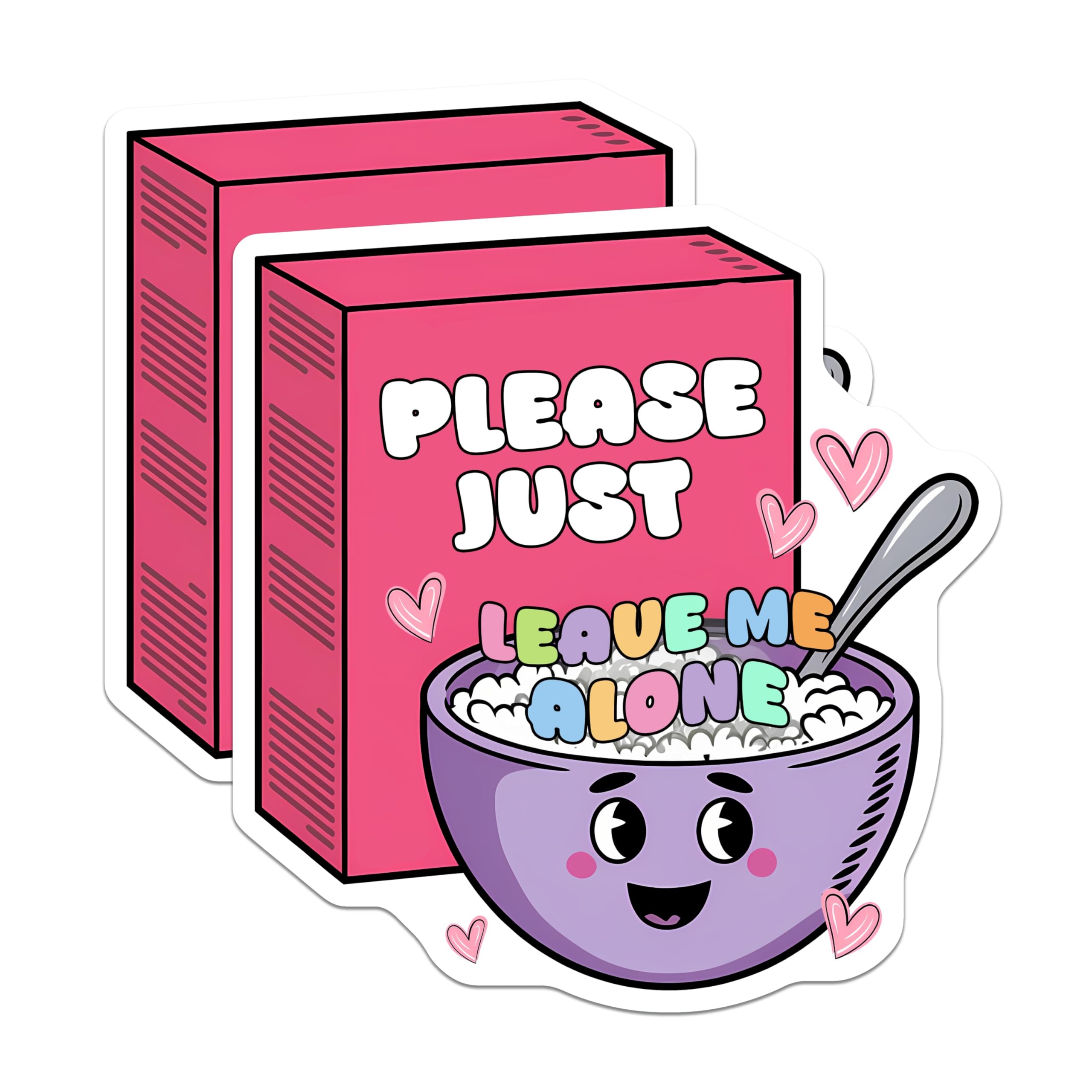 (2 Pack) Cereal Leave Me Alone Magnets - Funny Food Magnet - Introvert Kitchen Fridge Decor - 5" On Longest Side - Premium Magnet - for Cars, Refrigerators, Toolboxes, Lockers - Made in USA - MAG15432