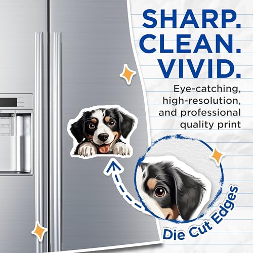 (2 Pack) Cute Puppy Decor Magnet - Animal Lover Gift - 5" On Longest Side - Sticks to Smooth Flat Surfaces - Made in USA - MAG9835