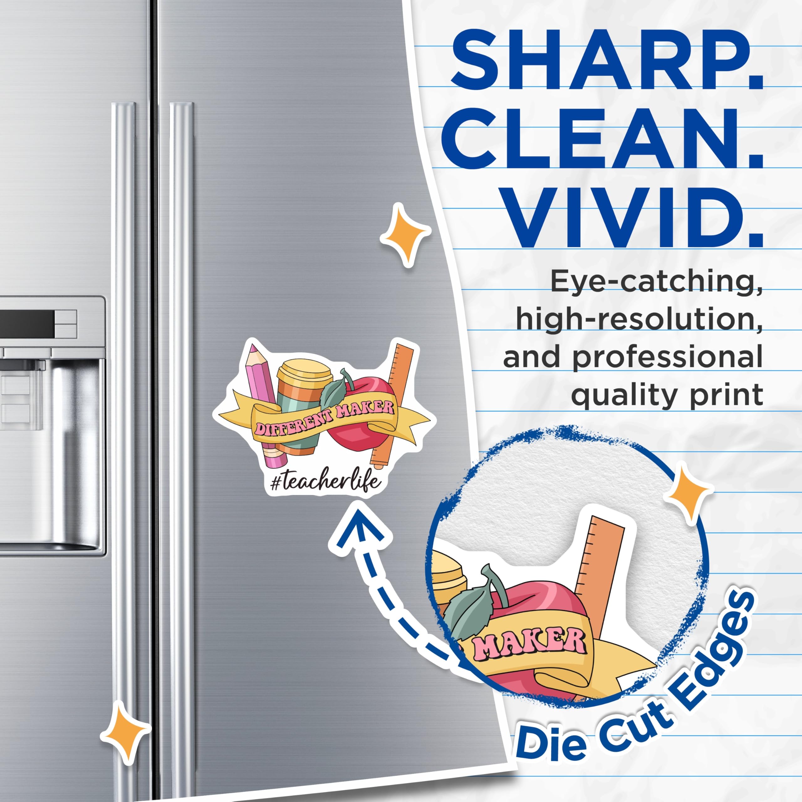 (2 Pack) Teacher Life Magnets - Different Maker Design - School Supplies Decor - 5" On Longest Side - Premium Magnet - for Cars, Refrigerators, Toolboxes, Lockers - Made in USA - MAG18629