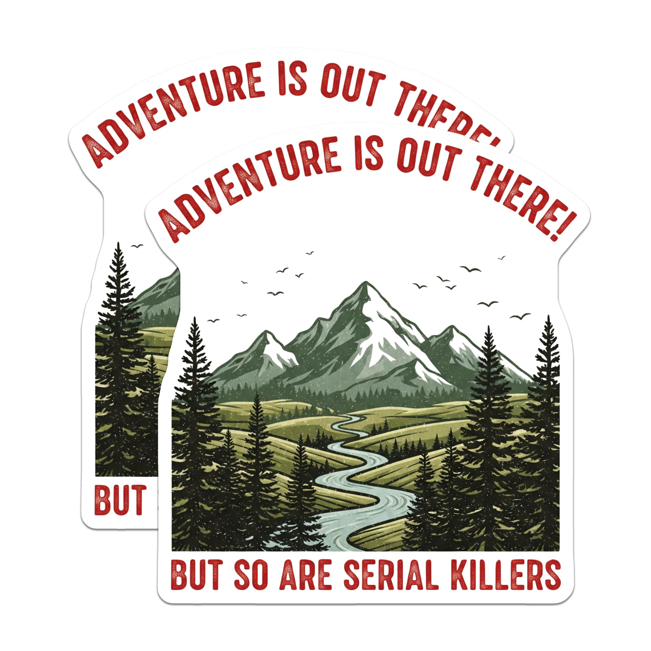 (2 Pack) Adventure Awaits Magnets - Funny Outdoor Humor - Cautionary Magnet - 5" On Longest Side - Premium Magnet - for Cars, Refrigerators, Toolboxes, Lockers - Made in USA - MAG15601