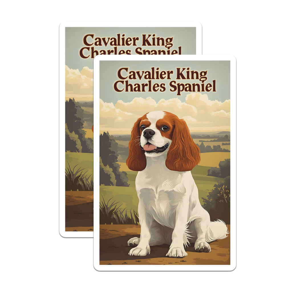 (2 Pack) Cavalier King Charles Spaniel Magnets - Blenheim Dog Owner Decor - Pet Portrait Art - Kennel Club Magnet - 5 Inches On Longest Side - Thick Durable Magnet - Made in USA - MAG21698