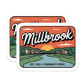 (2 Pack) Millbrook Magnets - Est 1962 Community Pride - Retro Village Life Art - Scenic River Town Decor - 5 Inches On Longest Side - Thick Durable Magnet - Made in USA - MAG19469