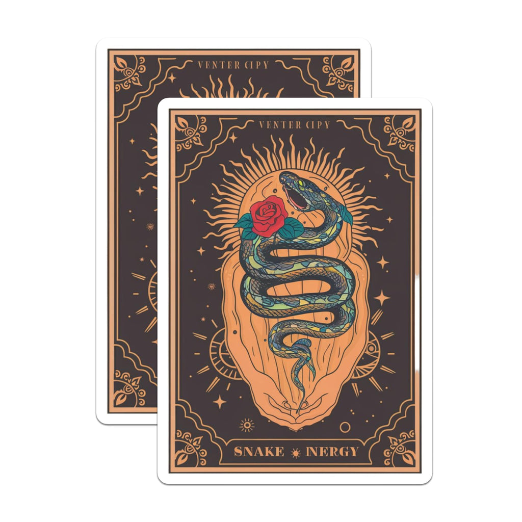 (2 Pack) Mystical Snake Energy Magnets - Rose Serpent Bohemian Art - Spiritual Witchy Celestial Decor - 5 Inches On Longest Side - Thick Durable Magnet - Made in USA - MAG20985