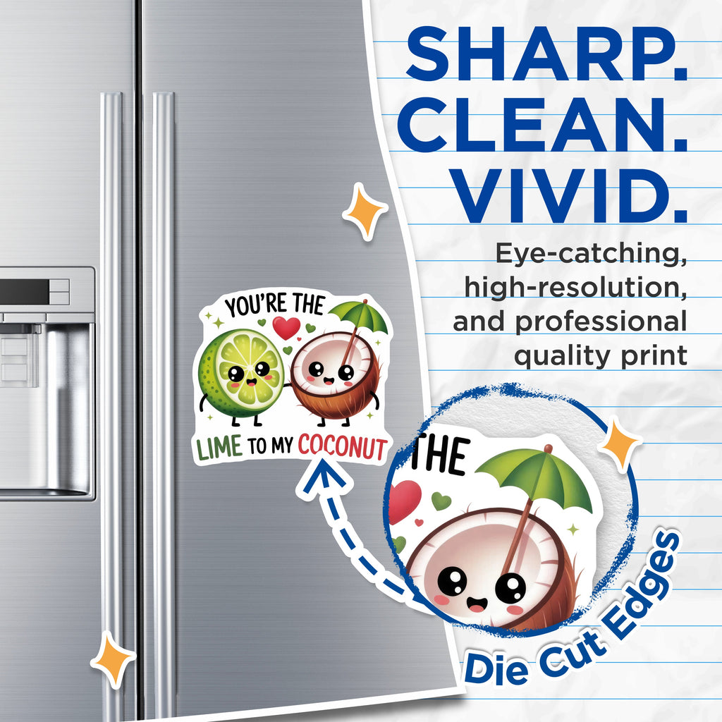 (2 Pack) Lime Coconut Couple Magnets - Cute Food Kawaii Love Decor - Sweetheart Anniversary Refrigerator Magnets - 5 Inches On Longest Side - Thick Durable Magnet - Made in USA - MAG37358