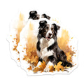 (2 Pack) Border Collie Dog Magnets - Autumn Leaves Decor - Pet Lover Refrigerator Art - 5 Inches On Longest Side - Thick Durable Magnet - Made in USA - MAG27613