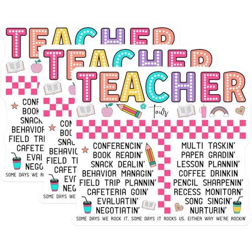 (3 Pack) Teacher Tour Decals - School Teacher Life - Educator Laptop Decal - 3 Inches On Longest Side - Easy Peel & Apply - Made in USA - 3MCS7889