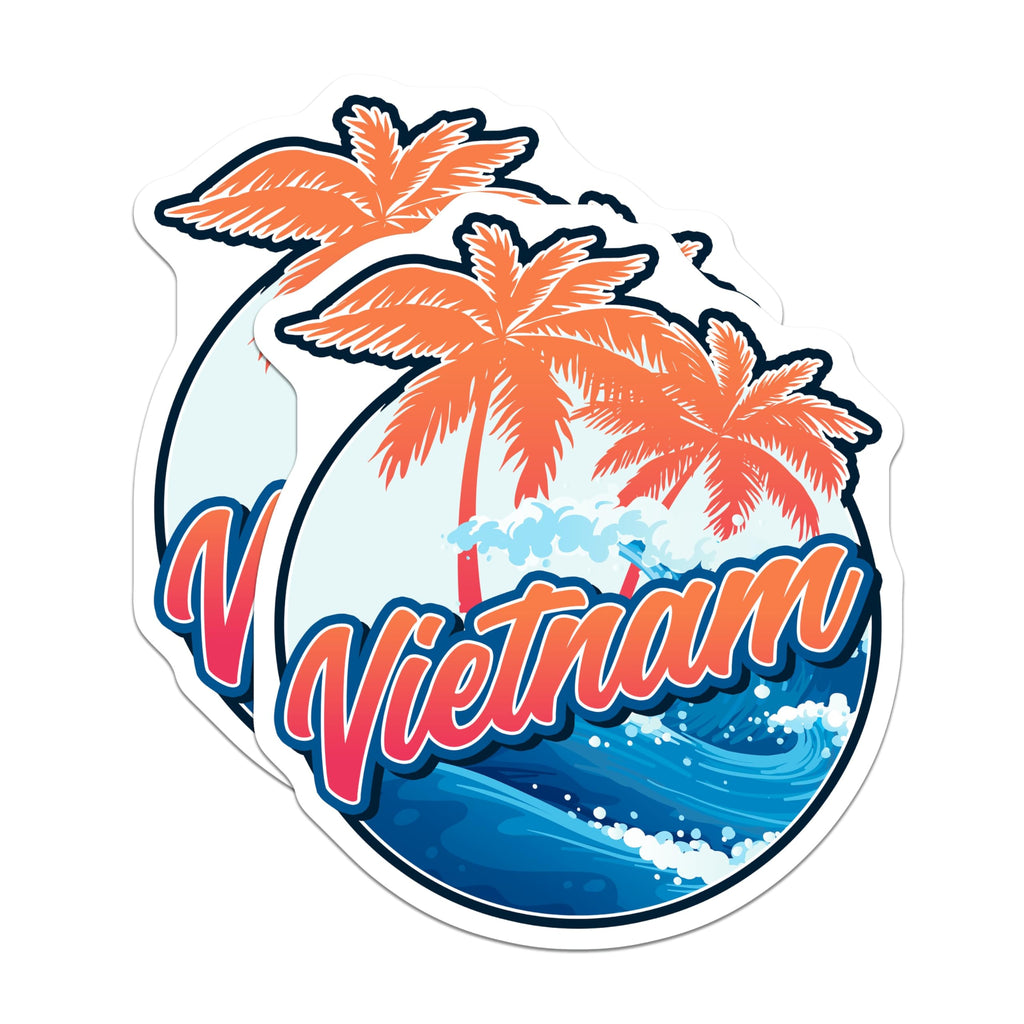 (2 Pack) Vietnam Magnets - Travel Souvenir - Tropical Palm Tree Refrigerator Magnets - 5" On Longest Side - Premium Magnet - for Cars, Refrigerators, Toolboxes, Lockers - Made in USA - MAG17216