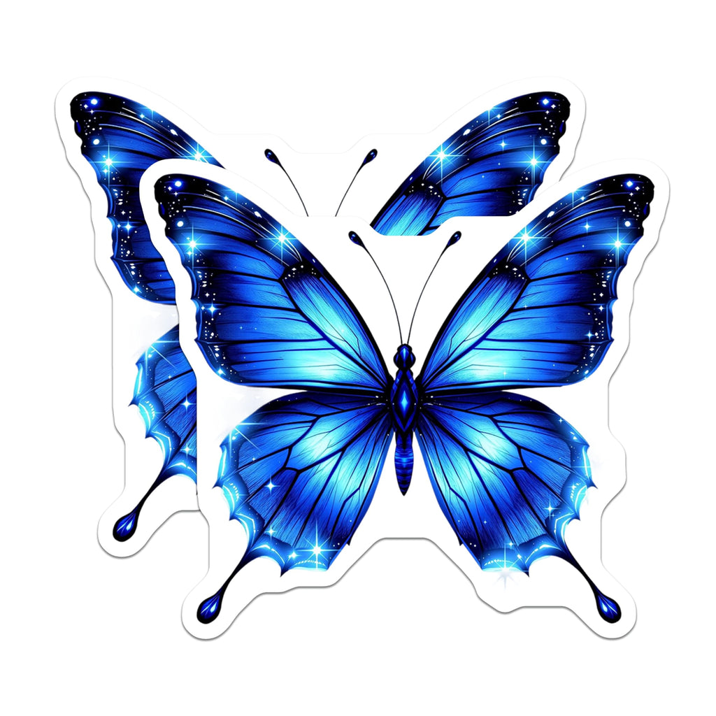 (2 Pack) Butterfly Magnets - Blue Butterfly Decor - Sparkly Butterfly Decoration - 5" On Longest Side - Premium Magnet - for Cars, Refrigerators, Toolboxes, Lockers - Made in USA - MAG14962