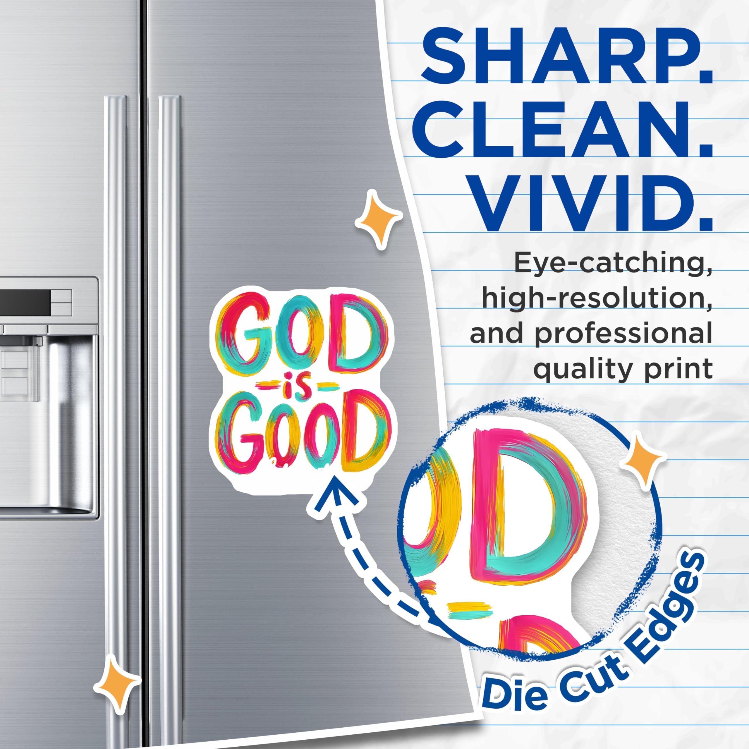 (2 Pack) God is Good Magnets - Christian Faith Decor - Inspirational Refrigerator Art - Religious Message Magnets - 5 Inches On Longest Side - Thick Durable Magnet - Made in USA - MAG28551