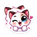 (2 Pack) Kawaii Cat Magnets - Cute Winking Kitten Refrigerator Magnets - Adorable Anime Feline Locker Decor Accessory - 5 Inches On Longest Side - Thick Durable Magnet - Made in USA - MAG21259