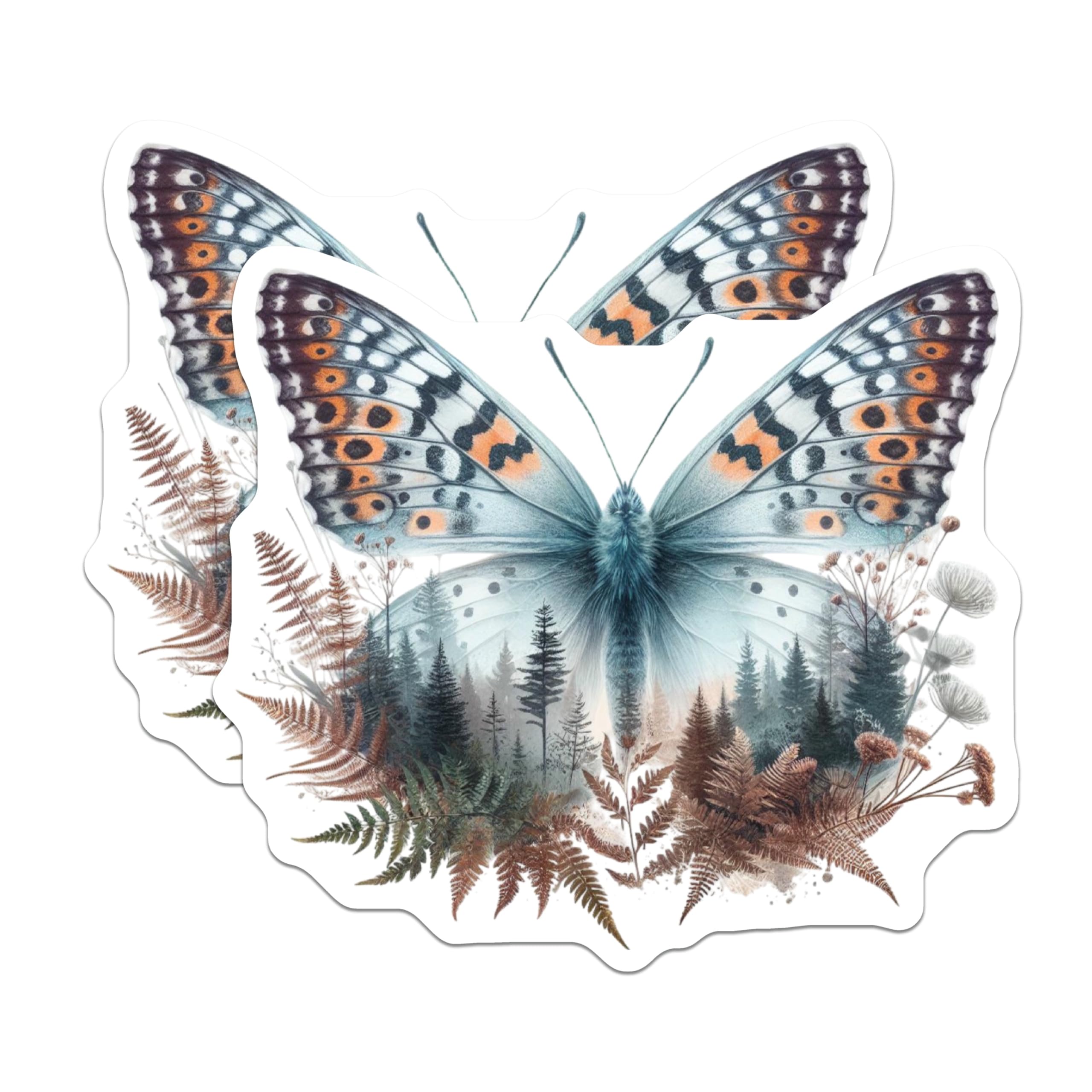 (2 Pack) Butterfly Magnets - Nature Artwork - Fern Decor - 5" On Longest Side - Premium Magnet - for Cars, Refrigerators, Toolboxes, Lockers - Made in USA - MAG14695