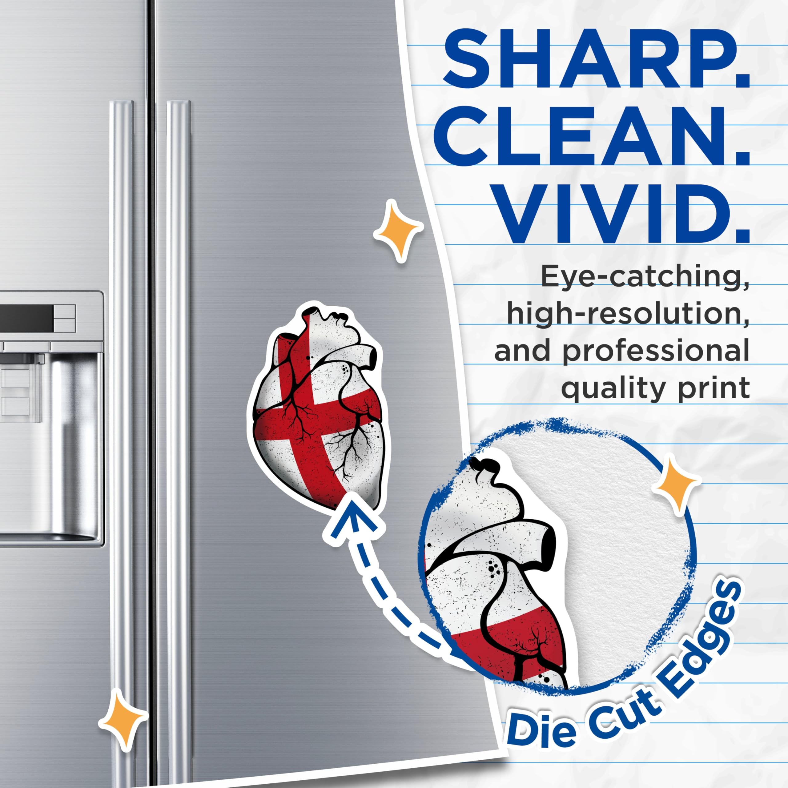 (2 Pack) England Flag Heart Magnets - English Pride Decor - St George Cross Magnet - 5" On Longest Side - Premium Magnet - for Cars, Refrigerators, Toolboxes, Lockers - Made in USA - MAG18548