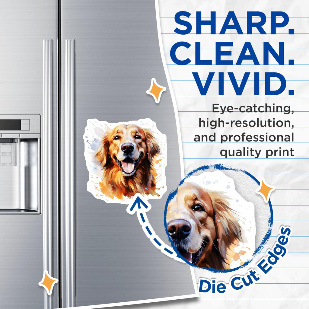 (2 Pack) Golden Retriever Magnets - Dog Lover Decor - Pet Art Home Accessory - 5 Inches On Longest Side - Thick Durable Magnet - Made in USA - MAG24111