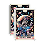 (2 Pack) The Dog Mom Skeleton Stickers - Cute Skeleton with Dogs Stickers - Fun Dog Lover Stickers for Phone Laptop - 5" On Longest Side - Sticks to Smooth Flat Surfaces - Made in USA - BMCS5577