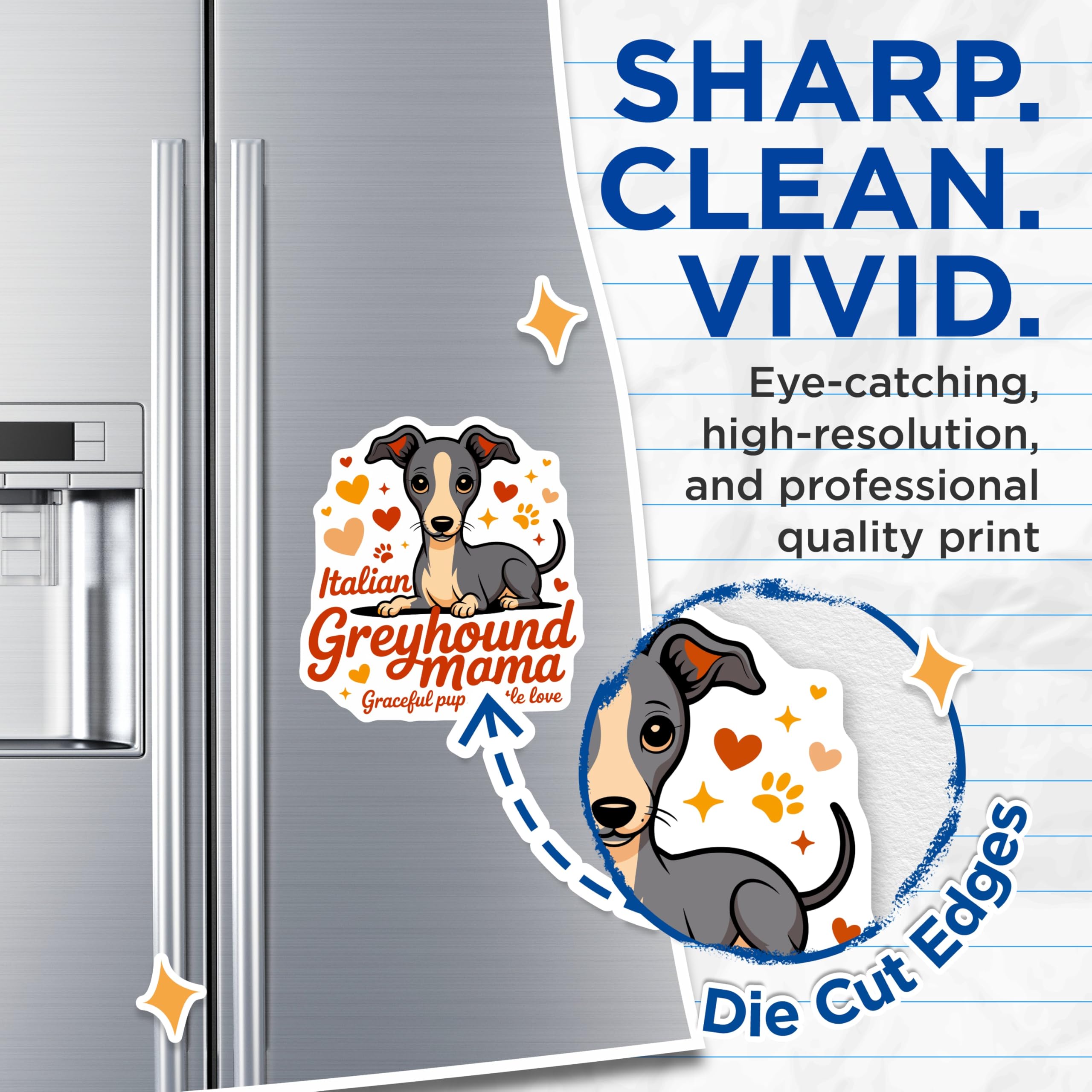 (2 Pack) Italian Greyhound Mama Magnets - Dog Mom Pet Parent Lover - Cute Sighthound Fridge Decor - 5 Inches On Longest Side - Thick Durable Magnet - Made in USA - MAG30983