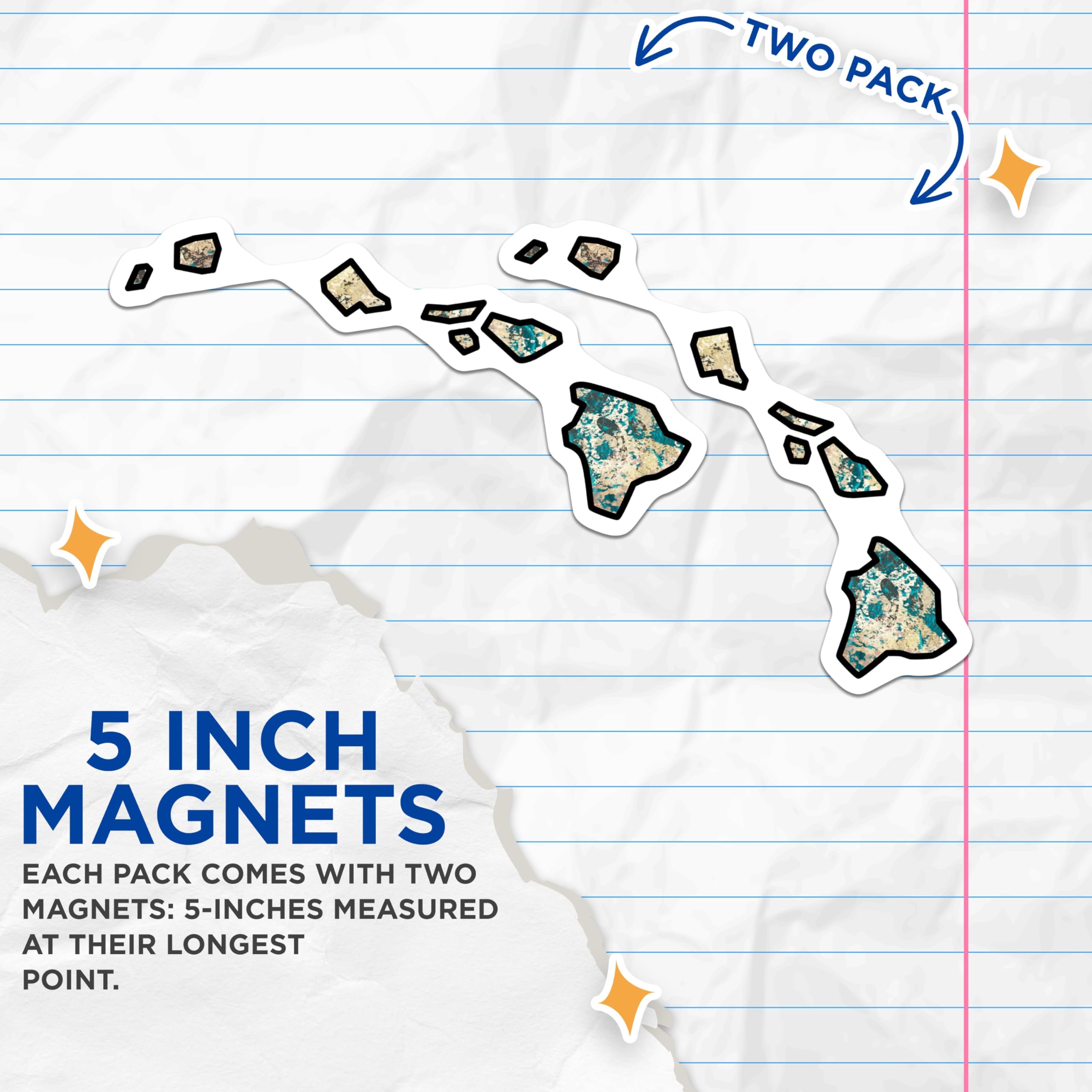 (2 Pack) Hawaii Islands Magnets - Hawaiian Islands Decor - Tropical Island Souvenir - 5" On Longest Side - Premium Magnet - for Cars, Refrigerators, Toolboxes, Lockers - Made in USA - MAG18324
