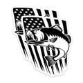 (2 Pack) Bass Fishing Stickers - American Flag Fish Decals - Patriotic Fishing Sticker for Anglers - 5" On Longest Side - Sticks to Smooth Flat Surfaces - Made in USA - BMCS3993